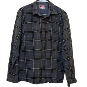 Wrangler Button Down Flannel Mens Shirt Large Rodeo Work Outdoor Lumberjack Fall